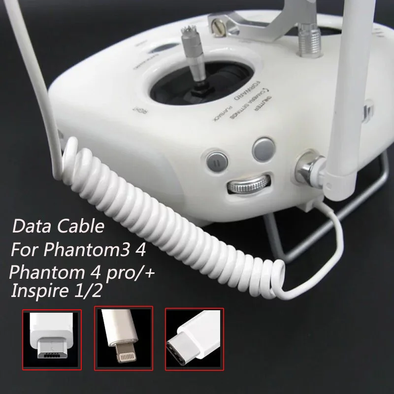  Android IOS Type C Portable Data Spring Cable Line for DJI Phantom 3/4 PRO + Inspire 12 Suitable for IPhone IPad Android Phones