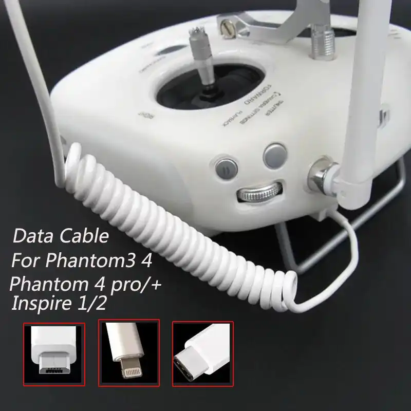Android IOS type C портативный кабель для передачи данных с пружиной для DJI Phantom 3/4 PRO + Inspire 12 подходит для IPhone IPad Android телефонов - изображение