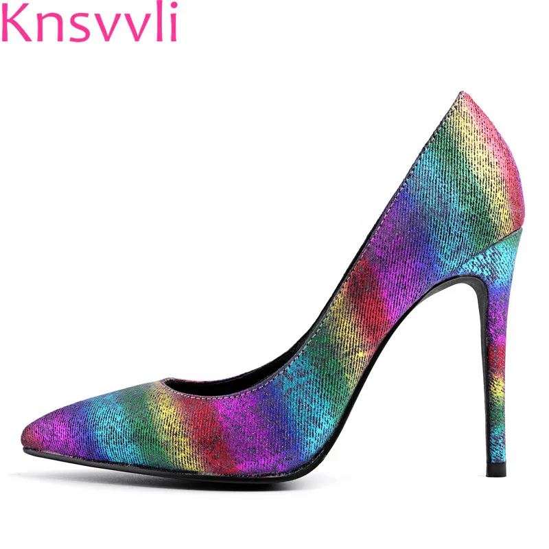 

Knsvvli Spring Newset Seven Color Stiletto Women Pointy Toe Shallow Mouth Banquet High Heels Woman Pumps