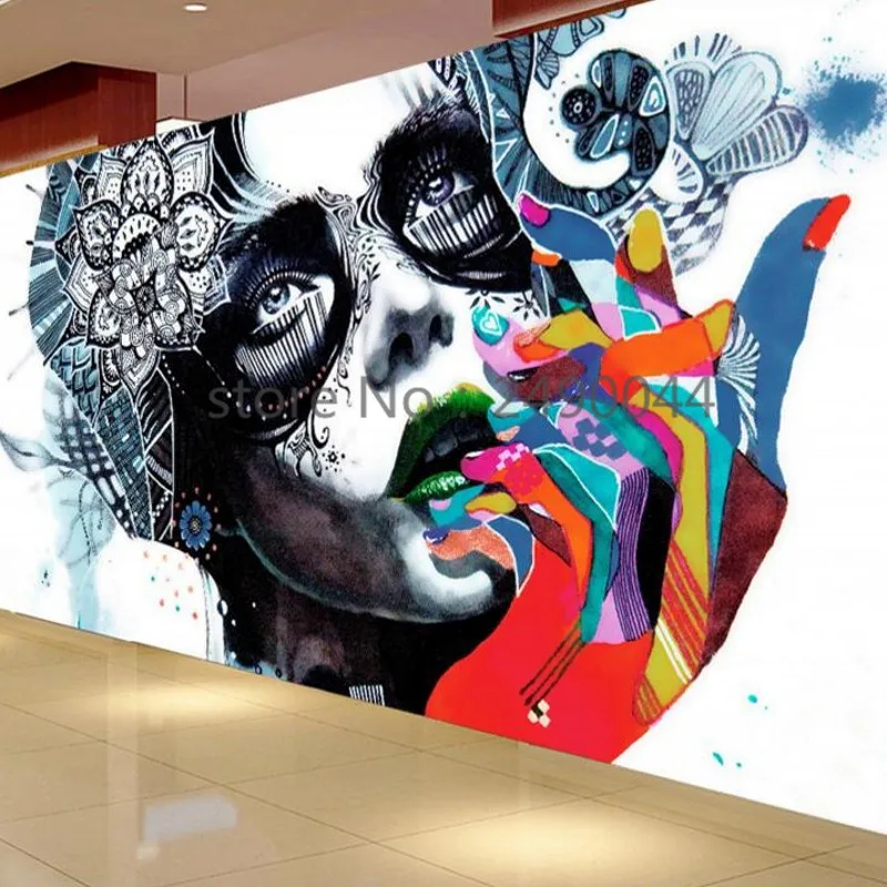 Papel de Parede Nórdico Pintado à Mão Personalizado Grande Mural Salão de Beleza Decoração de Parede