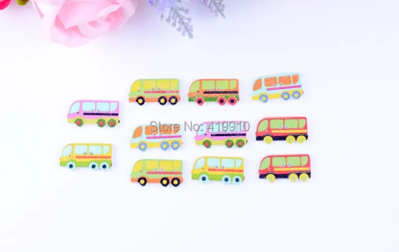 

Бесплатная доставка-100 шт смешанные прекрасные автобусные машины 2 отверстия деревянные Швейные Кнопки Скрапбукинг 30x16 мм, D2772
