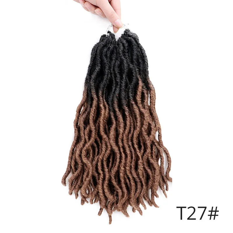 Doris beauty 12 дюймов Nu Locs Goddess Faux Locs кудряшки Exntension синтетические предварительно оплетенные мягкие косички для женщин коричневый черный - Цвет: T1B/27