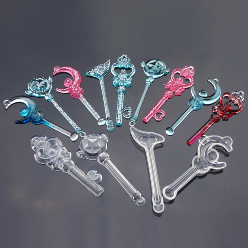 Fashion Mix Key Moon Fairy Stick Scrapbooking Silicone Mould DIY Resin Decorative Craft Jewelry Making Mold Epoxy Resin Molds moon star windbell resin mold silicone aeolian bells moldes para resina epoxi wind chime pendant silicon form for epoxy craft