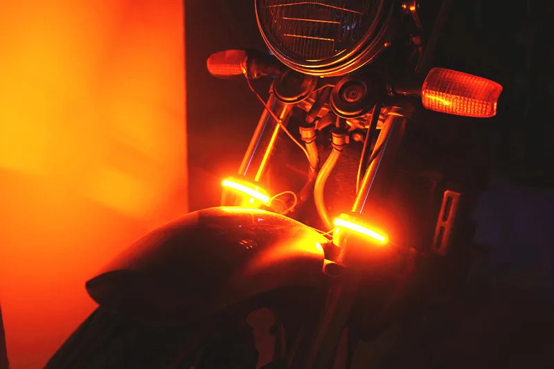 QIPO 1 шт., светодиодный светильник для мотоцикла, сигнальные лампы, лампы для мотоцикла, передняя вилка, амортизатор, мигающая лампа для Kawasaki Yamaha BMW
