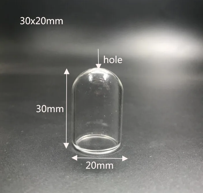 

30x20mm Clear mini empty glass Wish Bottle Tube jars with hole diy glass vial cover dome globe bubble pendant accessories 10pcs