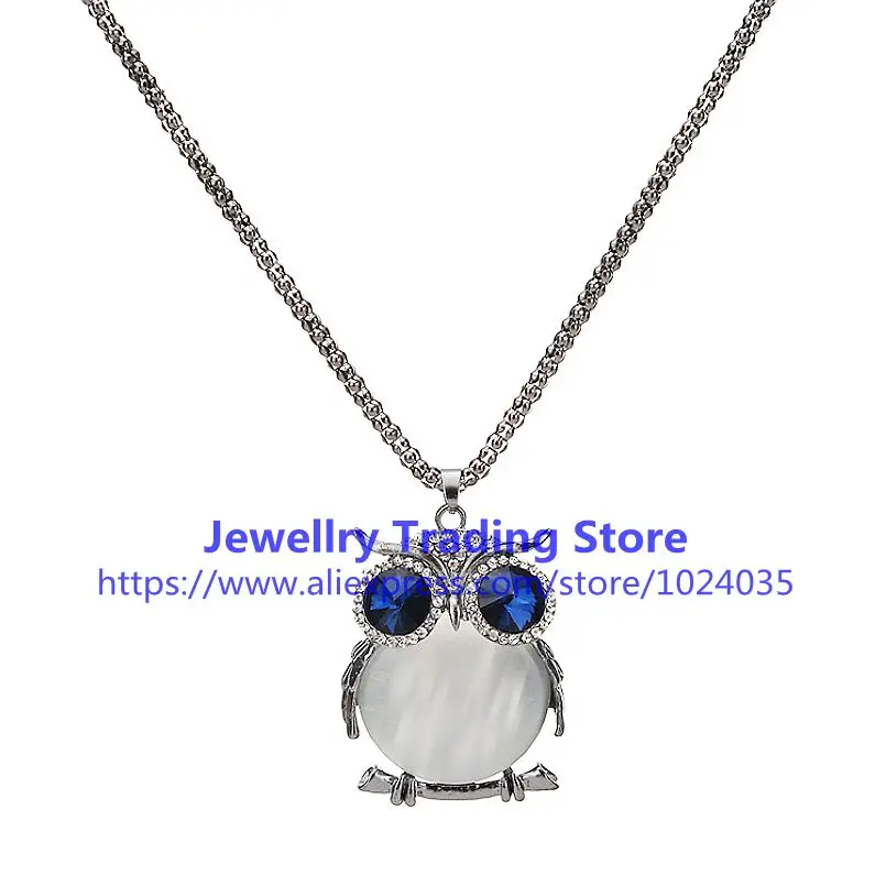 Natural Round Stone Cleaver Owl Animal Leather Necklace Fashion Jewelry Gift 18" Natural Round Stone Cleaver Owl Animal Leather Necklace Fashion Jewelry Gift 18"