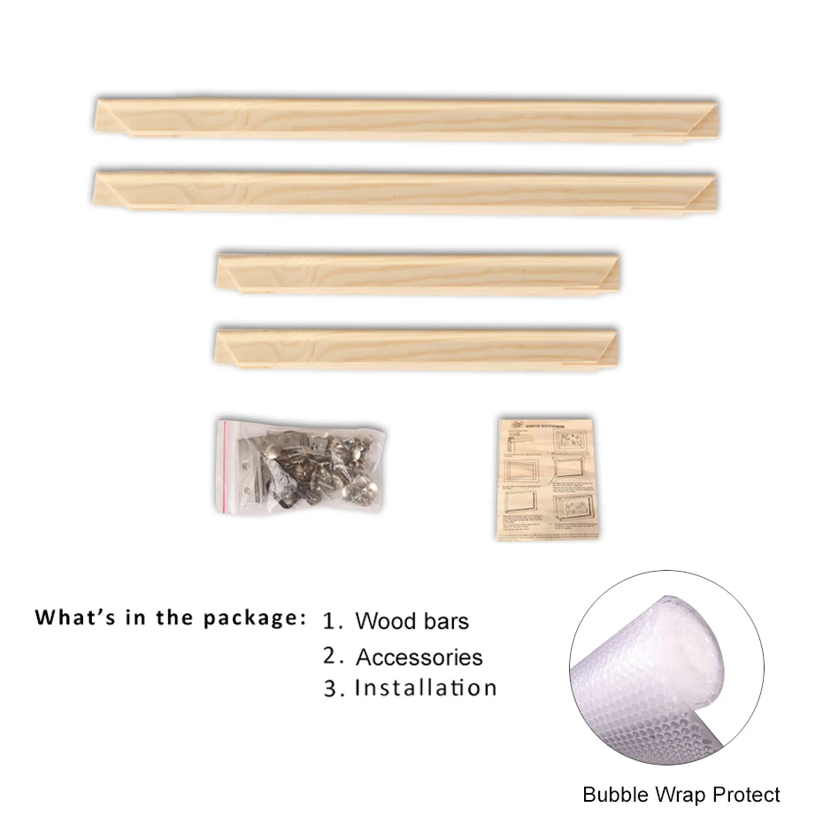 DIY marco de fotos de madera de pino macizo Natural para pintura de diamantes marcos interiores que combinan con pinturas de estiramiento de arte de pared de lona