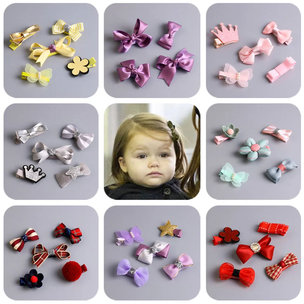 

6pcs/Set Headwear Children Accessories Ribbon Bow Hair clip Hairpins Girls Princess Headdress Crown Cute Rabbit Hair Grip Good