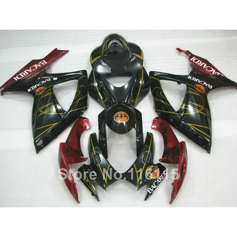 

Injection ABS High quality fairing kit for SUZUKI GSXR 600 750 K6 K7 2006 2007 GSXR600 GSXR750 06 07 black red B