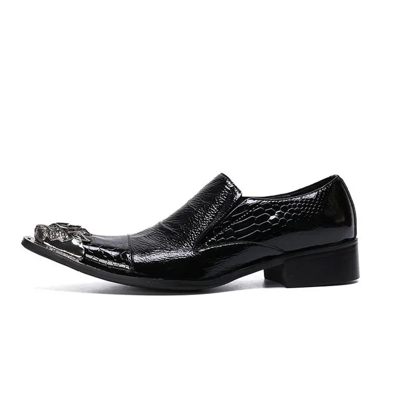 VIVODSICCO Designer Chains Men Dress Shoes Wedding Party Formal Shoes Black Genuine Leather Business Shoes Male Plus Size