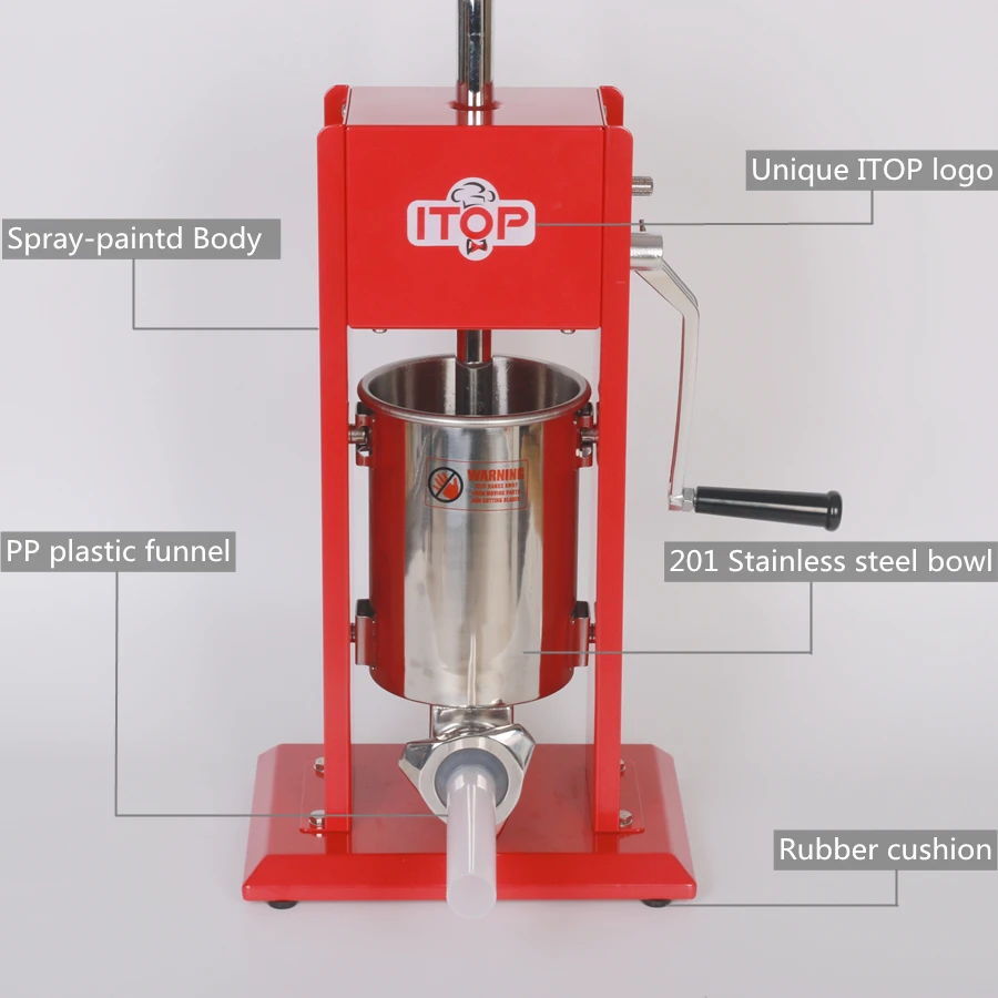 ITOP красный 3л ручной колбасный шприц наполнитель, машина для наполнения мяса кухонные инструменты из нержавеющей стали две скорости мясорубки