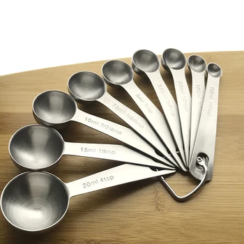 

9 PCS Measuring Spoons Baking Tools Stainless Steel Baking Scale Measuring Seasoning Spoons Spoon Set