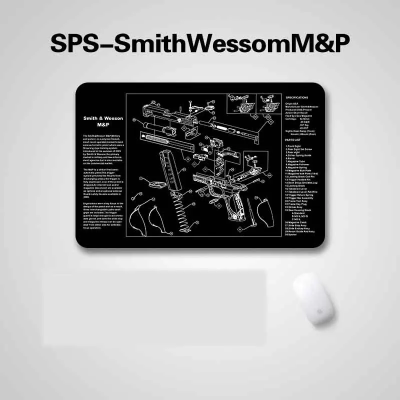 

Waterproof 17"x11" Gun Cleaning Rubber Bench Mat Non-Slip W/ Diagram Part And Instructions For Glock Sig Sauer P226 P22