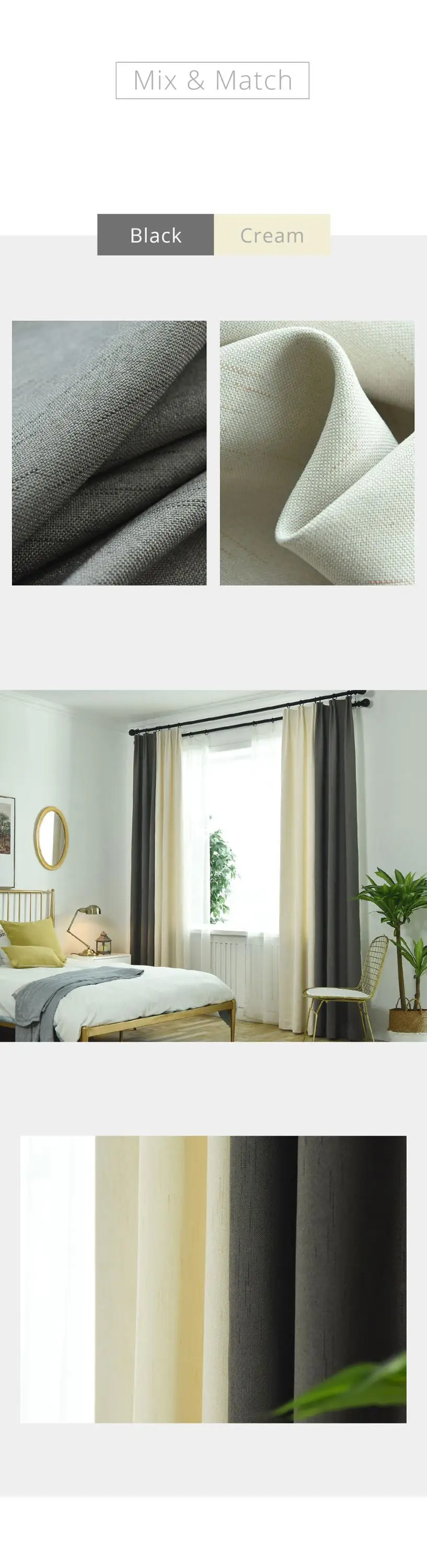 ZG097NAPEARL High Quality Stitching Solid Thick Window Curtains Living Room Ready Made Shading Blackout Drapes Classic Design Panel02