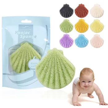 

Scallop Cartoon Shape Exfoliator Cleanse Konjac Sponge Natural Konjac Puff Face Wash Cleaning Sponge Makeup Konjac Sponge Unisex