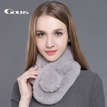ФОТО gours women's real fur scarf high quality luxury big rex rabbit fur scarves thick warm winter fashion brand new arrival glwj005