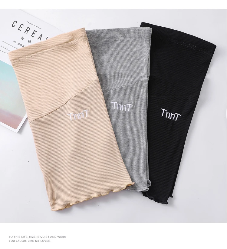 Elevador de Verão Shorts de Maternidade as Mulheres Poungdudu Tomach Grávipara Mulheres Grávidas Calças Segurança Elevador Estômago Bordado Anti-iluminação 6 Cheap Leggings