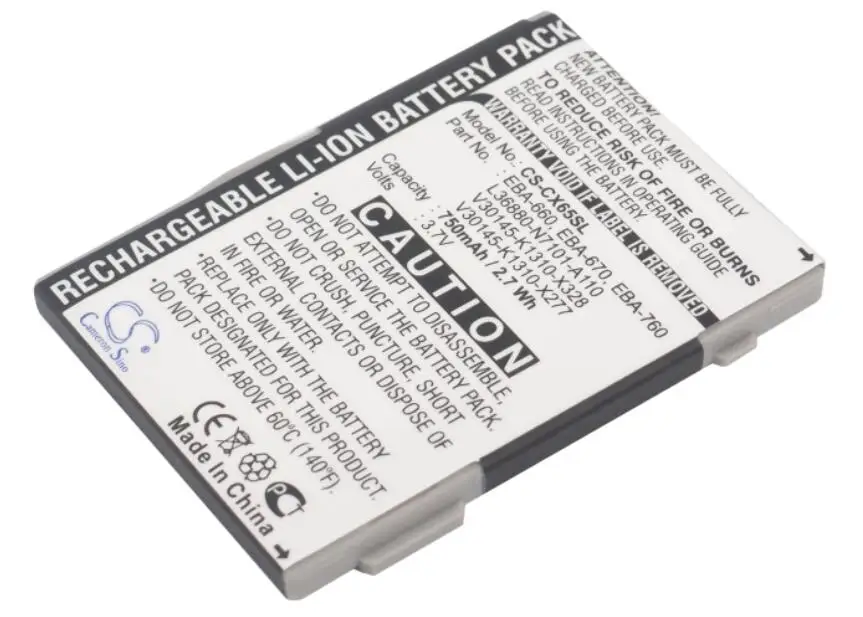 

Cameron Sino 750mah battery for BENQ-SIEMENS M81 for SIEMENS A31 A58 SP65 SP65 Emoty CXI70 CXO65 EBA-660 EBA-670