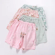 Новые летние хлопковые двойные шорты с сетчатой подкладкой, женские пижамные штаны, гостиная сон, с принтом, женские штаны для сна, тонкая домашняя одежда