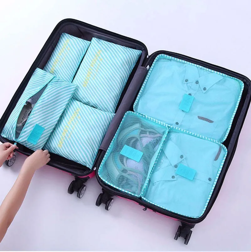 Новый Фламинго 7 шт./компл. высококачественная ткань Оксфорд MS сетчатая, для путешествий сумка в сумке органайзер для багажа Упаковка