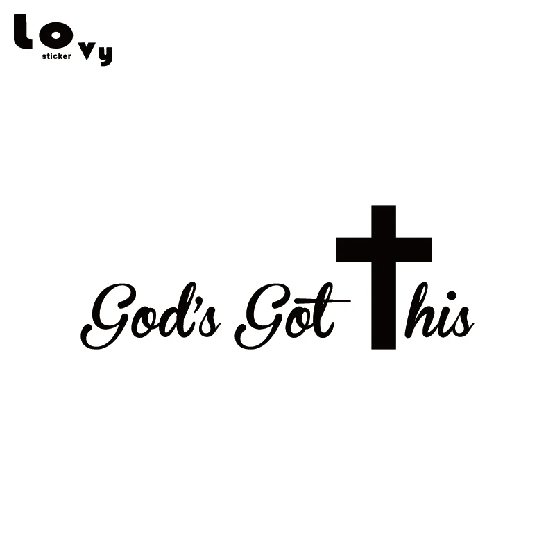 God's Got + его Виниловая наклейка для автомобиля мультяшный христианский крест