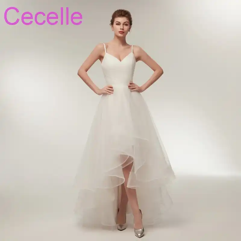 2019 Cheap High Low Short Simple Wedding Dresses With Straps