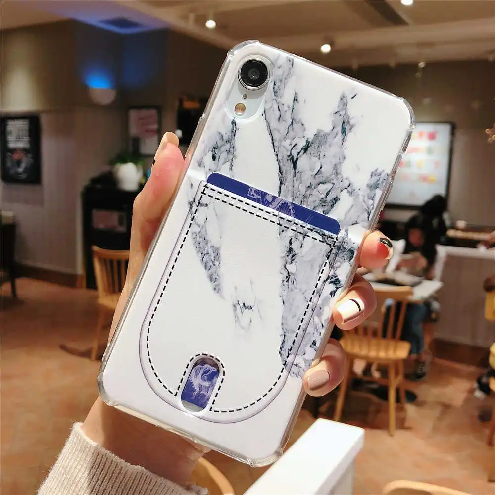 For Iphone X Case Marble TPU Case for Iphone 8 8Plus Credit Card Holder Back Cover for iphone 6 6plus 7 7plus Protective shell (4)