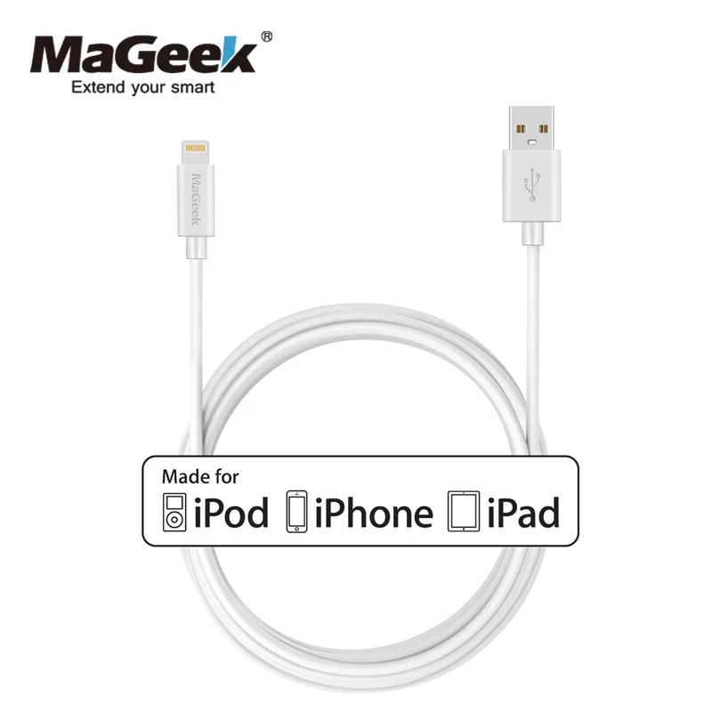 Kopen MaGeek 3.0 m 10ft Extra Lange Mobiele Telefoon Kabels MFi Certified Bliksem naar USB Kabel voor iPhone Xs Max X 8 7 6 iPad iOS 10 11 12
