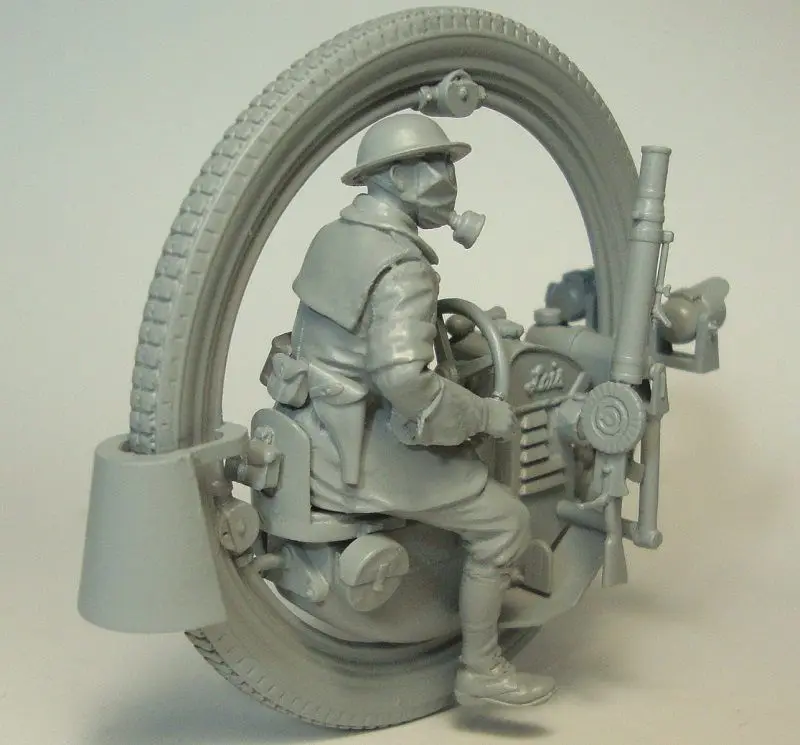 Неокрашенный набор 1/35 солдат с Monowheel moto INLCUDE 7 головок рисунок история смолы комплект Миниатюрная модель