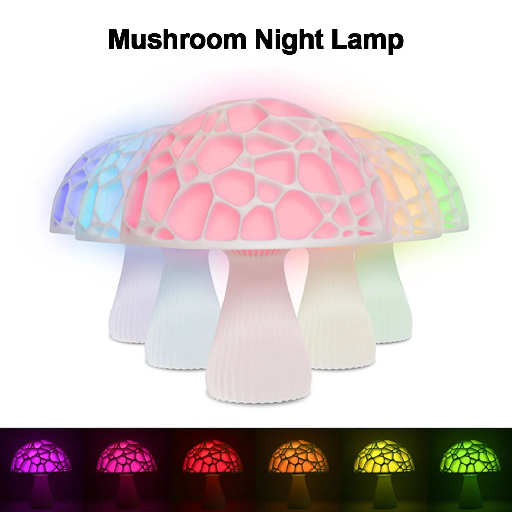 

Night Light Indoor Gift Nursery Lamp Dimmable Remote Control Children Cute Mushroom 3D Printing Table USB Rechargeable Bedroom
