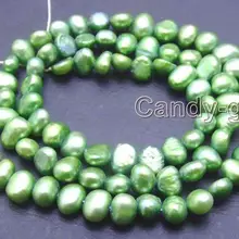 Маленький 5-6 мм натуральный зеленый пресноводный барочный жемчуг россыпью бисера 14"