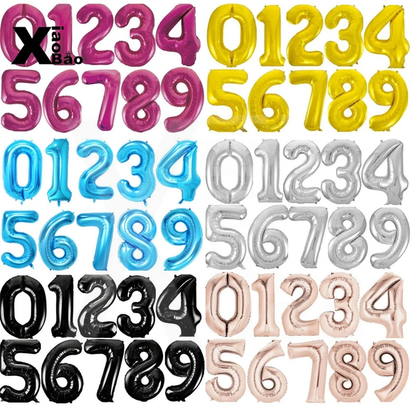 

16" 32inch Iridescent Rainbow Color Number Foil Balloons Birthday Wedding Party Decoration Digital Air Ballon Birthday Supplies