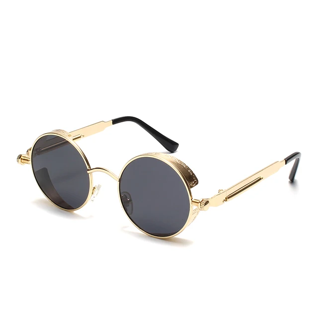 OLEY Brand Metal Round Steampunk Sunglasses Men Women Fashion Color film punk sun glasses Driving Anti-glare Eyewear UV400 Y261 Y261 C1