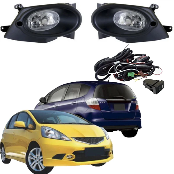 Для 2008 2009 2010 Honda Sport type Jazz/Fit бампер противотуманные фары в сборе Aftermarket противотуманная фара комплект w/лампа H11 переключатель провода ободок
