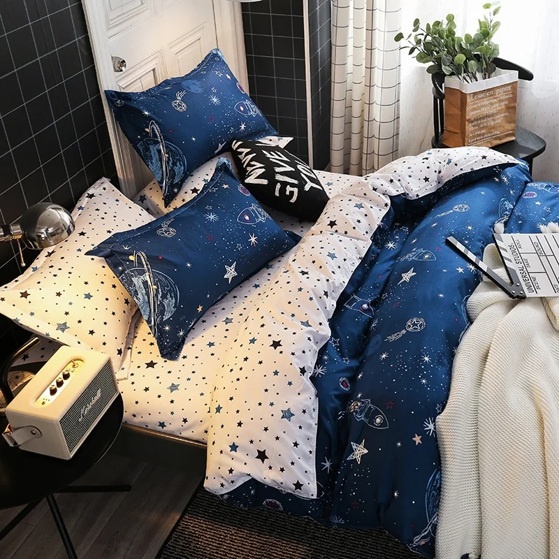 Fashion Outer Space Pattern Duvet Cover Sets With Pillow Cover