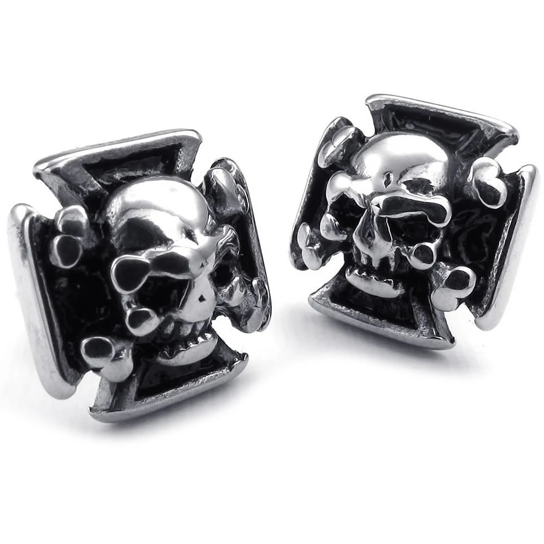 Jewelry Earrings for Men Gothic Cross Skull Ear Studs Stainless Steel