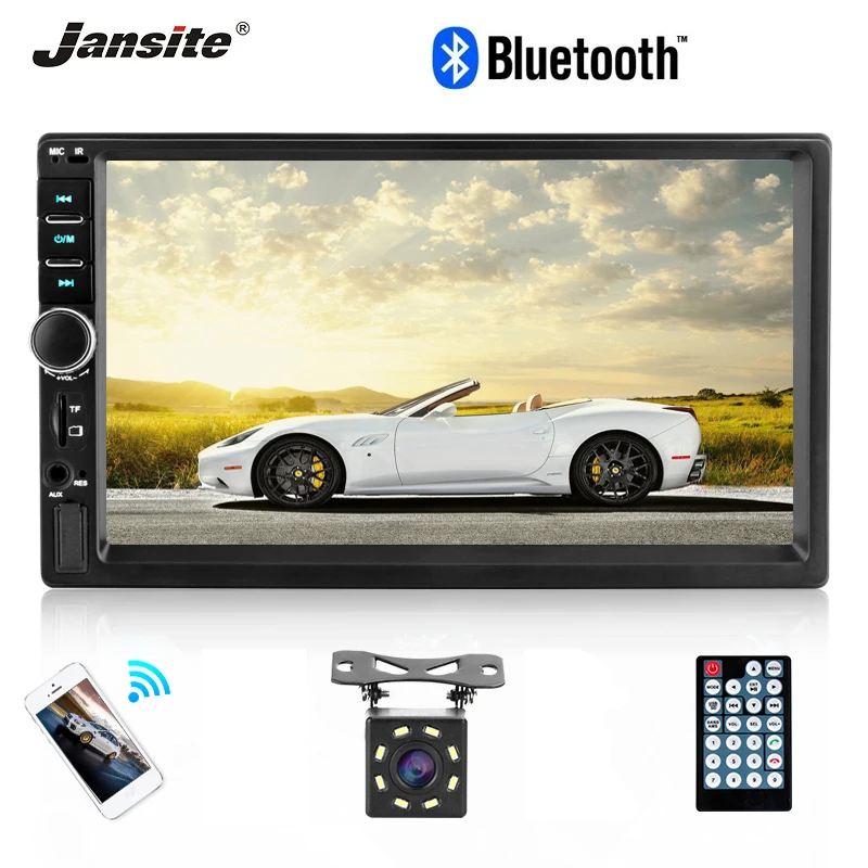 

Jansite 7" Two din Car Radio MP5 player Touch screen TF Card USB car multimedia player with waterproof 8 LED light Backup Camera