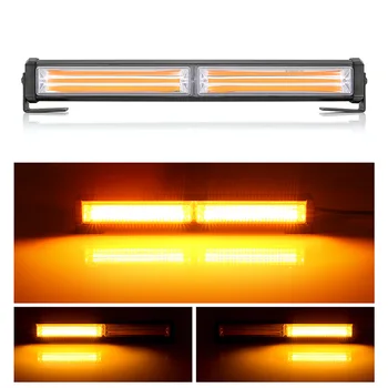 Car Led Emergency Warning Light Bar Car Warning Flash Strobe Light Bar Yellow Amber 9 Modes Styling Emergency Flashing Light