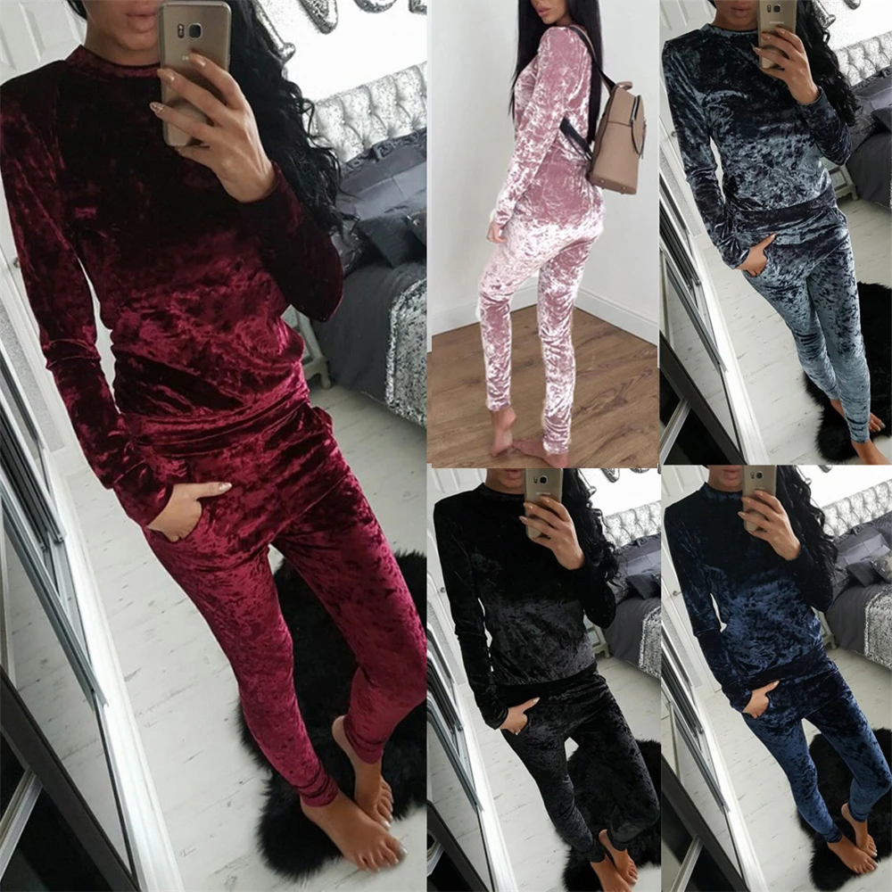 crushed velvet jogging suit