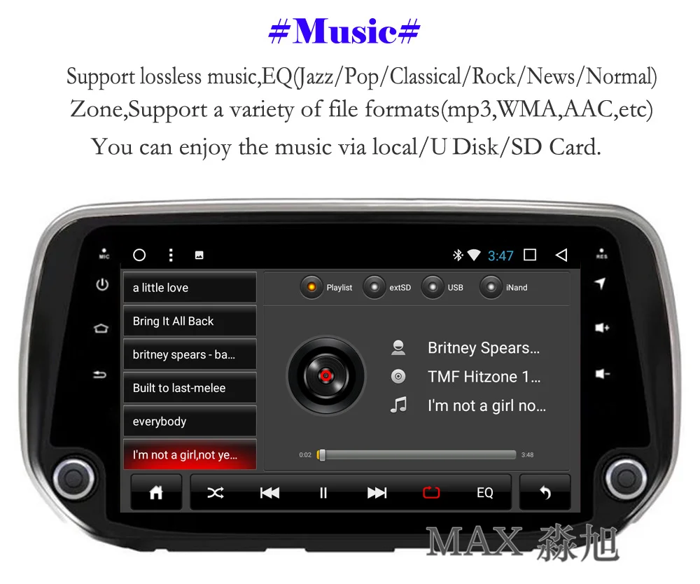 Best MAX Android 8.1 Car DVD Player for Hyundai Santa Fe 2018 Car Radio RDS SWC GPS Navigation System Free Maps Bluetooth Call/Music 4