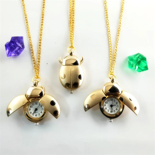 Kids Pocket Watches Golden Silver Chain Small Ladybug Pocket Watch for Children Kids Pocket Watches Golden Silver Chain Small Ladybug Pocket Watch for Children