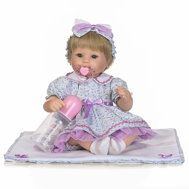 Bebe Красивая Девочка Кукла reborn 40 см мягкая ткань тела силиконовые куклы-Новорожденные светлые волосы парик лучший детский подарок куклы bonecas menina