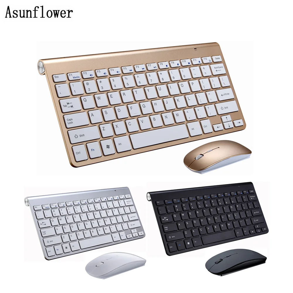 

Slim Optical 2.4G Mini Wireless Keyboard and Mouse Set Ultra-Thin Mice USB Receiver Combo Kit For Gaming PC Gamer Computer