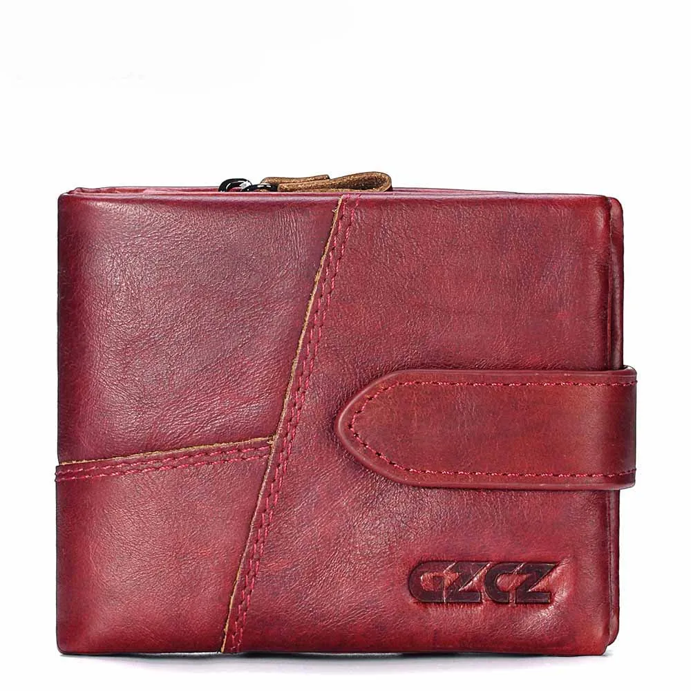 GZCZ натуральная кожа ретро мужские кошельки Высокое качество известный бренд Hasp дизайн мужской кошелек держатель для карт для мужчин кошелек Carteira - Цвет: Red-S