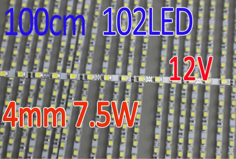 

20set 1M 102LED SMD3528 4MM wide DC 12V 7.5W/meter lightbox utra slim rigid bar light for aquarium plant grow lights advertising