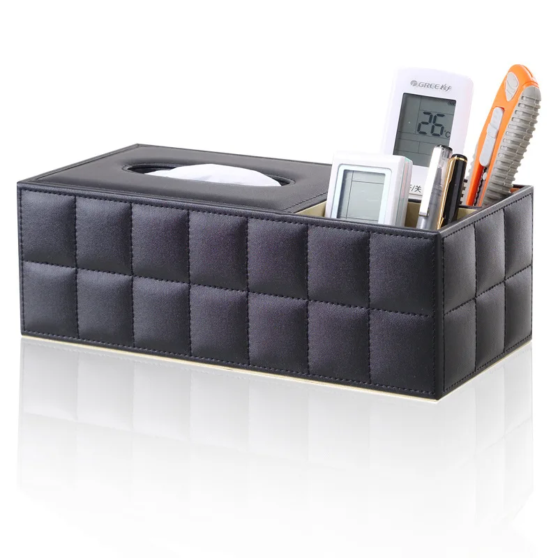 PU Leather Tissue Boxes Paper Towels Storage Box Home Office Car Bar Restaurant Table Decoration