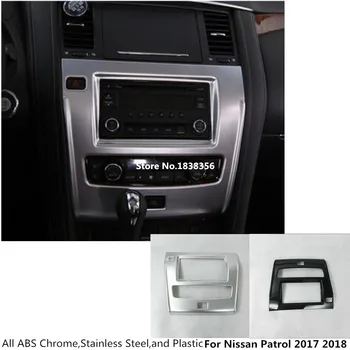 

For Nissan Patrol 2017 2018 2019 2020 ABS Chrome/Carbon Fiber Console Temperature Air-Condition Volume Navigation Switch Frame