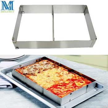 

Rectangle Mousse Ring Cake Mould Adjustable Stainless Steel Tiramisu Mold With Interior Partition Kitchen Baking Accessories