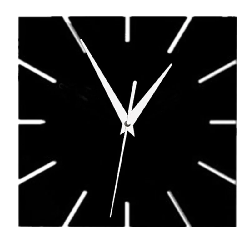 Лучшие продажи настенные часы Современные акриловые часы кварцевые часы украшение дома натюрморт гостиная diy зеркальные настенные наклейки - Цвет: black