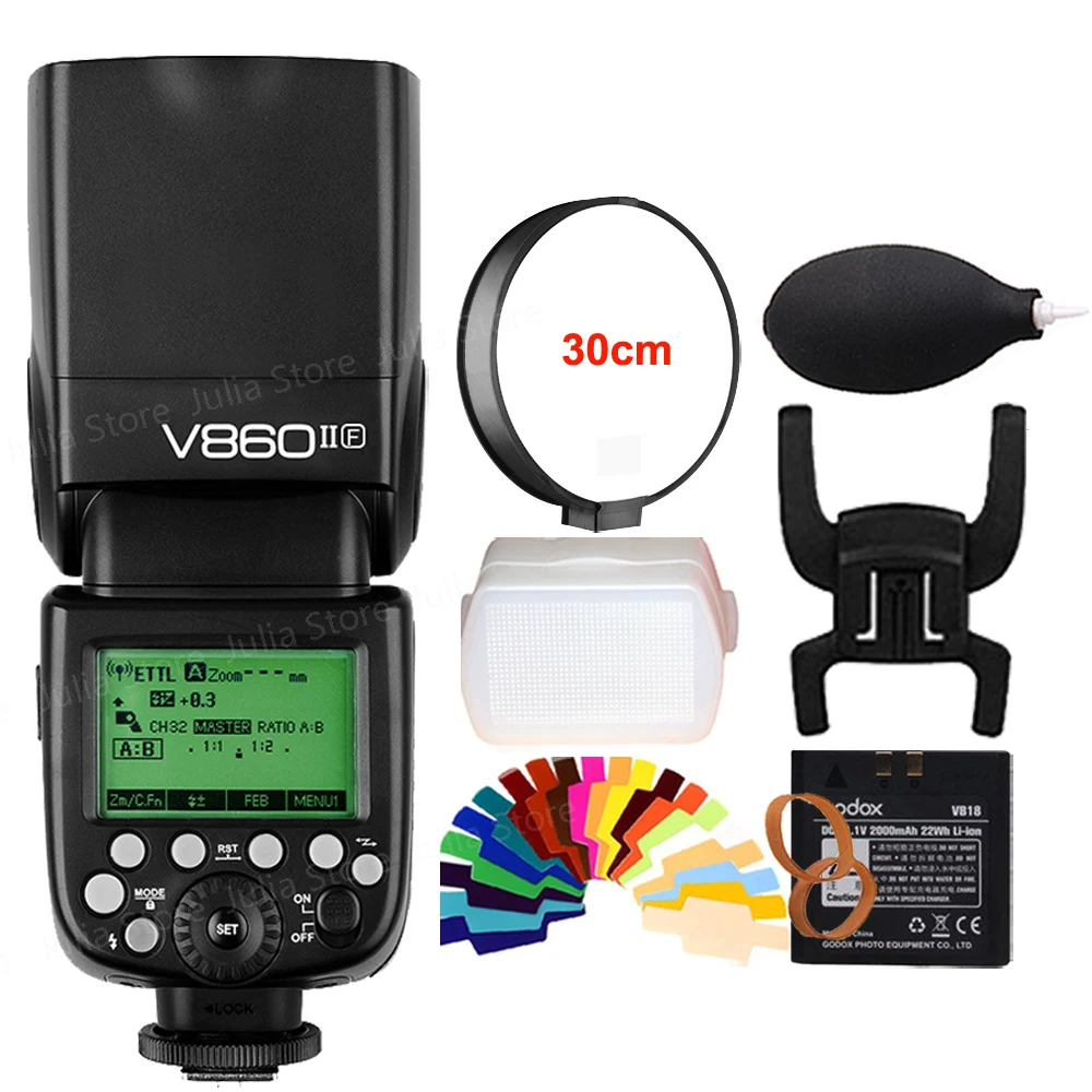 

Godox V860IIF V860II-F TTL HSS 1/8000 s Flash Speedlite for Fujifilm Fuji X-Pro2/X-Pro1/X-T10/X-T20/X-T2 X-T1/X100F X100T